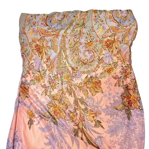 Windsor Strapless Floral Brocade Ruffle Midi Dress Peach Multicolor Size M NWT - Picture 6 of 13